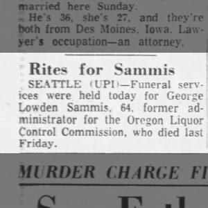 Funeral Notice of George Sammis