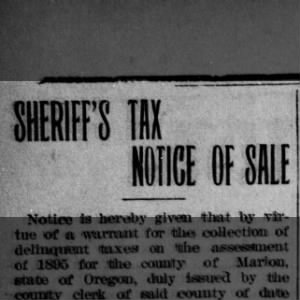 1896 11/20 Weekly Oregon Statesman Sheriff's Sale